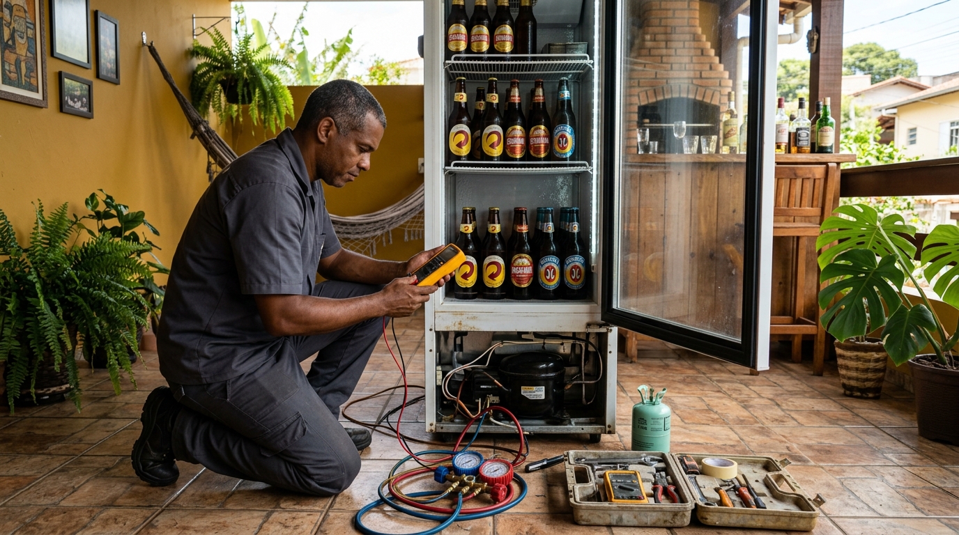 Manutenção da placa eletrônica de cervejeira na Utinga, Belém‑PA