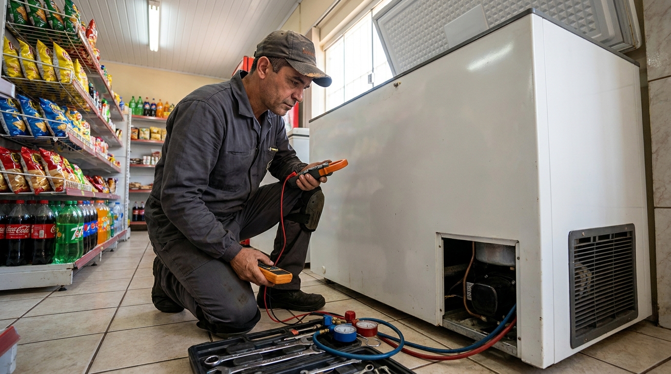 Reparo na placa eletrônica do freezer na Utinga, Belém‑PA