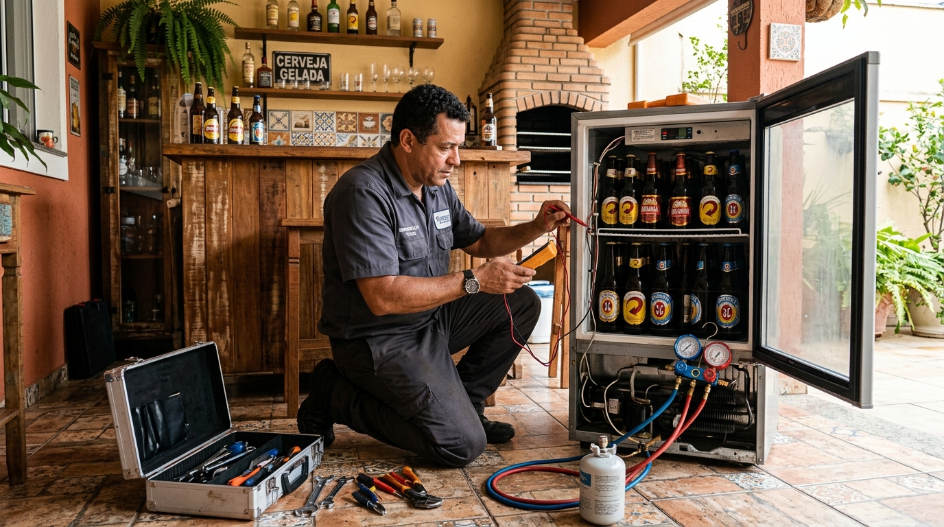 Aplicação de gás refrigerante em cervejeira atendida na Utinga, Belém‑PA